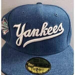 New York Yankees Hat Cap 1996 World Series Denim 7 1/2 Fitted 5950 New Era